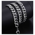 thumbnail image 6 of Hermah Silver Tone Stainless Steel Curb Cuban Necklace, 18-36 in, Hip Hop Style, 6 of 7