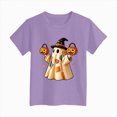 thumbnail image 4 of NOLDARES Children Girls Boys Tops Halloween Themed Cartoon Printed Short Sleeved Crew Neck T Shirt(Purple,5-6 Years), 4 of 6