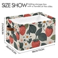 thumbnail image 4 of WOBOGO A Seamless Pattern with Adorable Strawberry Leaves Square Storage Basket with Waterproof Canvas and PE Lining Durable PU Leather Handles 14.2×10.2×8.3in, 4 of 9