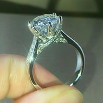 Solitaire Engagement Ring 3.25 Ct Round Cut White Moissanite 14k White Gold Plated