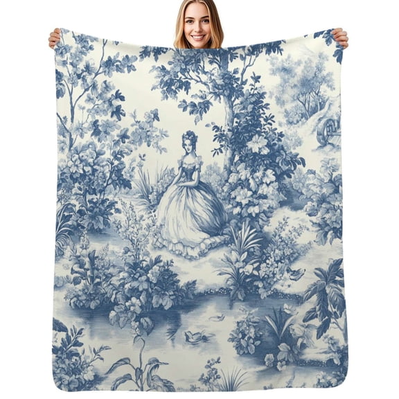 Toile de Jouy Beautiful woman Flannel Blanket Warm Soft Bedding Throws Winter Camping Chair Sofa Bed
