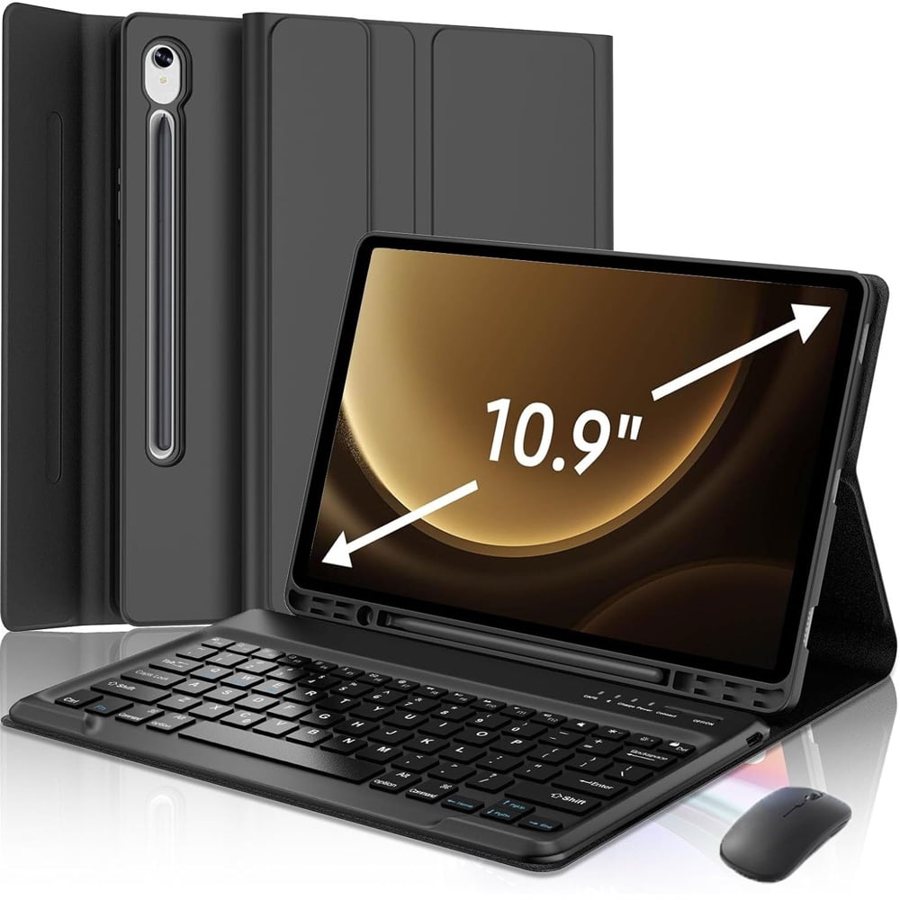 Samsung Galaxy S9 Tablet Slim Keyboard Book Cover, Black - Mobile