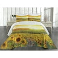 thumbnail image 2 of Ambesonne Oranger Quilted Coverlet 3 Pcs, Golden Sunflower Field, King Size, Orange Yellow, 2 of 4