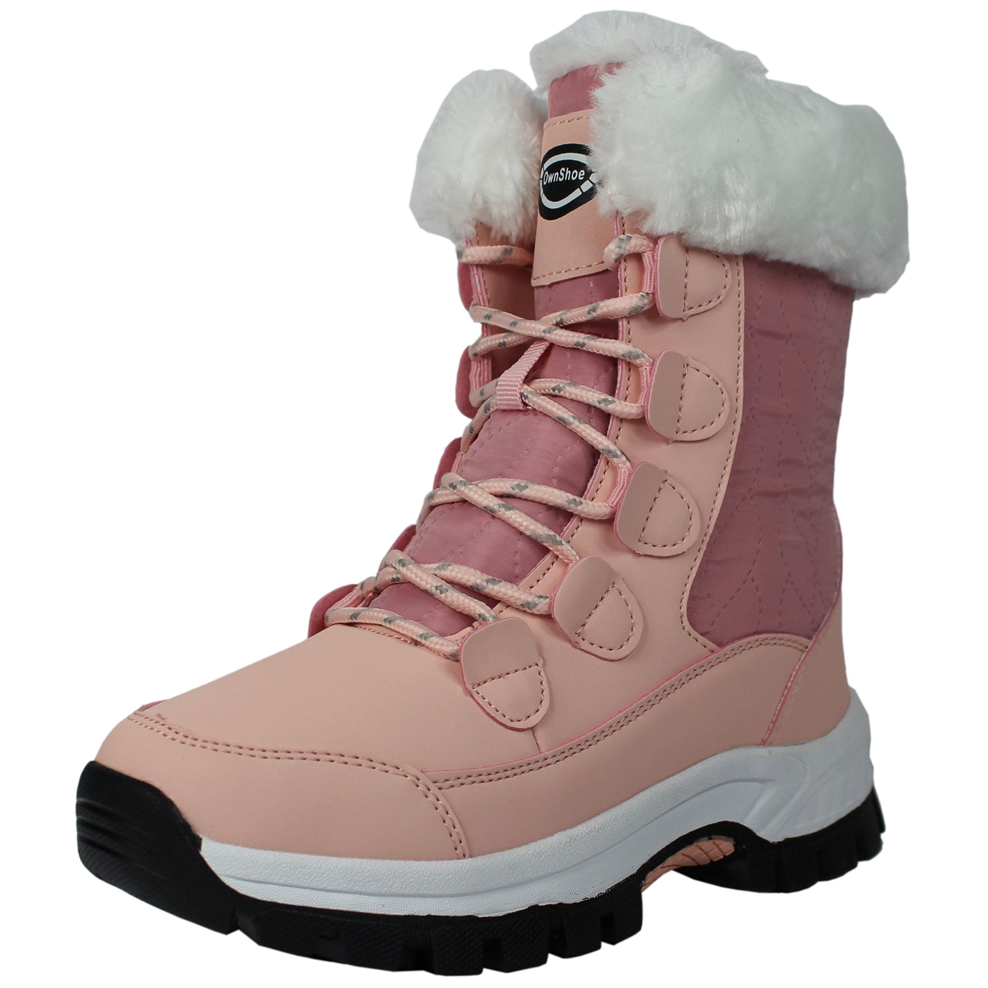 OwnShoe Women's Mid Calf Snow Boots Warm Winter Shoes Outdoor Hiking Boots Gift