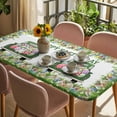 thumbnail image 3 of Spring Easter Table Cloths for 4 Foot Rectangle Tables, Easter Eggs Bunny Truck Botanical Watercolor Patio Waterproof Elastic Fitted Tablecloths, Washable Rectangular Table Cover for Camping, 3 of 8