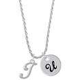 thumbnail image 1 of Delight Jewelry Silvertone Small Gelato Script Initial - I - Silvertone Script Initial Disc - U - Charm Necklace, 20"+3", 1 of 4