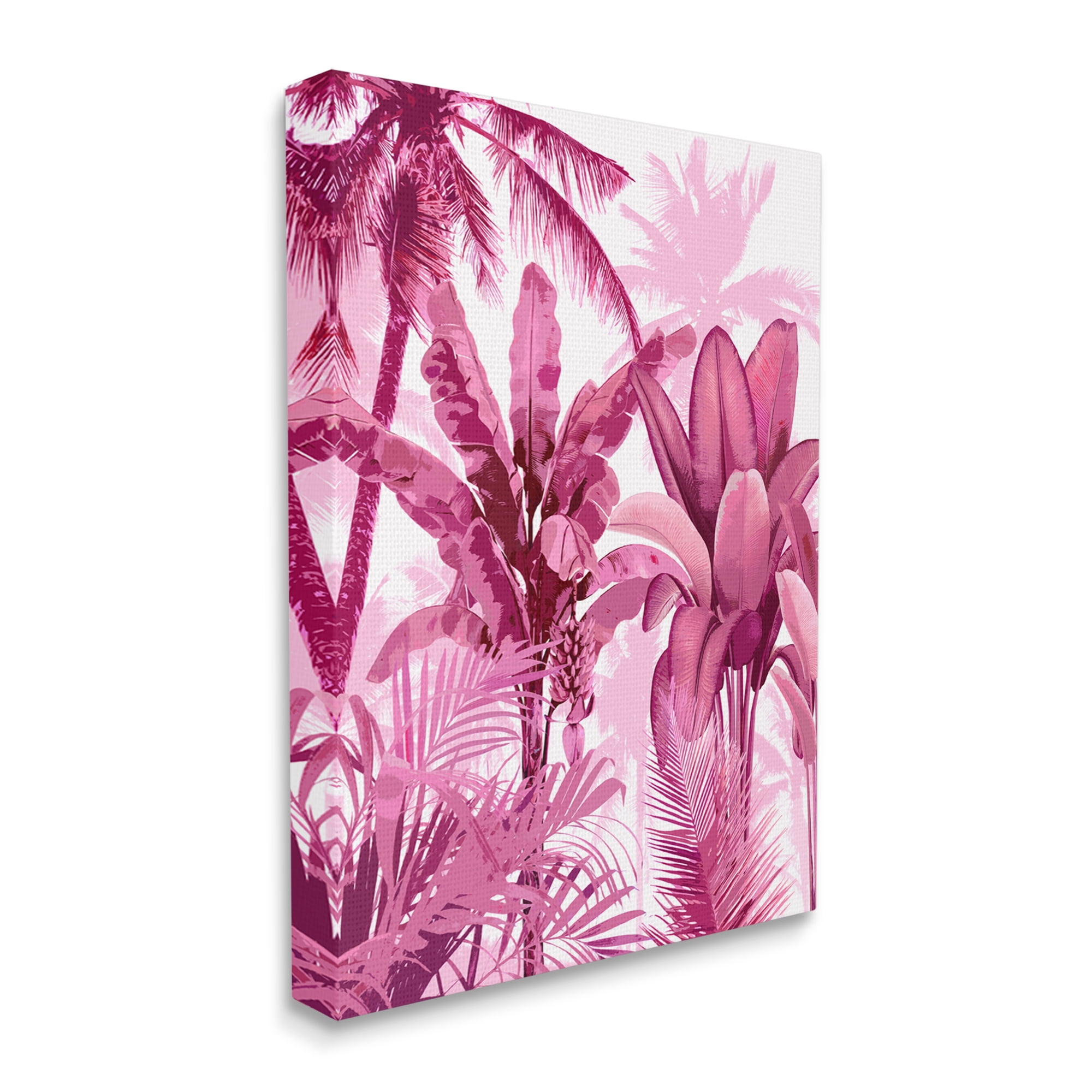Stupell Industries Pink Tropical Palm Leaves Botanical & Floral Painting Gallery Wrapped Canvas Art Print Wall Art, 24 x 30
