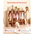 thumbnail image 3 of KFFKFF 5-Section Kids Coat Locker, Wooden Toddler Cubby Storage Organizer with 10 Hooks & Non-Slip Mat, Modern Kid Coat Cubbies with 5 Small Open Storage Boxes for Home, Natural, 3 of 9