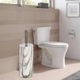 thumbnail image 2 of J&V TEXTILES Ceramic Toilet Brush, Toilet Bowl Brush with Extra Long Handle Durable Bristles Toilet Scrubber and Covered Holder for Toilet Brush Set for Bathroom Cleaning Chrome/Marble, 2 of 4