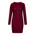 thumbnail image 5 of biudgviw Bodycon Dresses for Women Ribbed Knit Slim Half Buttons Midi Dress Fall Fashion Long Sleeve Short Dress, 5 of 7