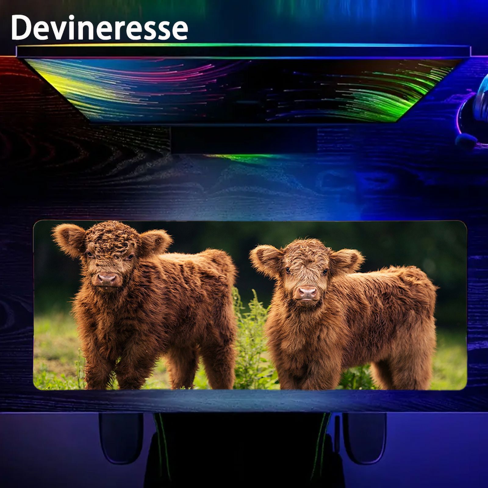 Cute Highland Cow Desk Mat Desk Pad Desk Decor Large Gaming Mouse Pad E-Sports Office Keyboard Pad Computer Mouse Non-Slip Computer Mat Gift For Teen/Boyfriend/Girlfriend