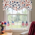 thumbnail image 2 of Independence Day Tie Up Valances Curtain, Adjustable Kitchen Red Blue Stars Valances for Windows Decor, Rod Pocket Short Curtains Set for Bedroom/Bathroom, 42"x18", 2 of 9