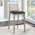 thumbnail image 6 of American Woodcrafters Siri Solid Wood Gray with Brown Bonded Leather Bar Stool, 6 of 11