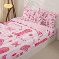 thumbnail image 3 of Erosebridal Cute Western Cowgirl Zipper Queen Comforter Set with Fitted Sheet and 2 Pillowcases,Butterfly Horseshoe Stars Accent Zipper Bedding Set For Girls,Pink Reversible,4-Piece, 3 of 7