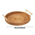 thumbnail image 2 of MOPOOR Hand Woven Rattan Serving Tray Decorative Round Rattan Storage Plate with Handles Rustic Breakfast Fruit Snack Coffee Tea Baskets, 2 of 6