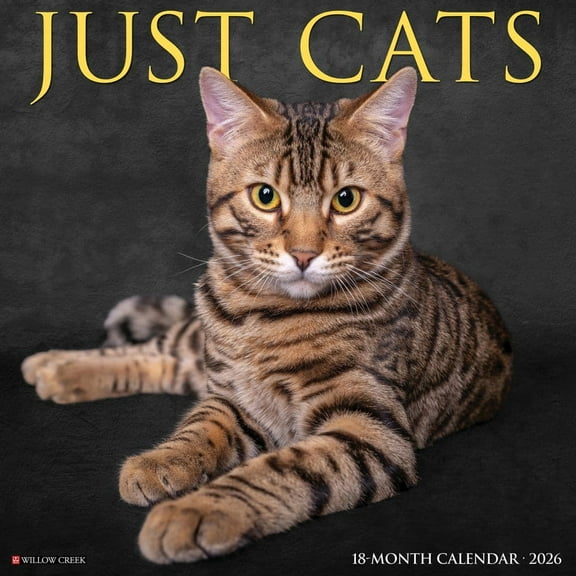 Willow Creek Press, Just Cats 2026 Wall Calendar, 12'' X 12'', 18-Month Calendar with Stapled Binding