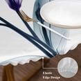thumbnail image 4 of Abstract Ombre Round Fitted Table Cover Purple Lily White Texture Waterproof Table Cloth with Elastic Edge Wipeable Tablecloth for Picnic Camping Party Fits 45"-54" Diameter, 4 of 8