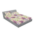 thumbnail image 2 of Nature Fitted Sheet & Pillow Sham Set, Lilac Flowers Leaves Watercolor Floral Art on Plain Backdrop, Decorative Printed 3 Piece Bedding Decor, Queen, Pistachio Green and Pale Pink, by Ambesonne, 2 of 2