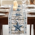 thumbnail image 3 of Table Runners 90 Inches Long Dress Scarves, Texas Star Navy Blue Farmhouse Coffee/Dining/Kitchen Table Runner for Living Room, Farmhouse Vintage Art Wooden 13x90 Inch, 3 of 9
