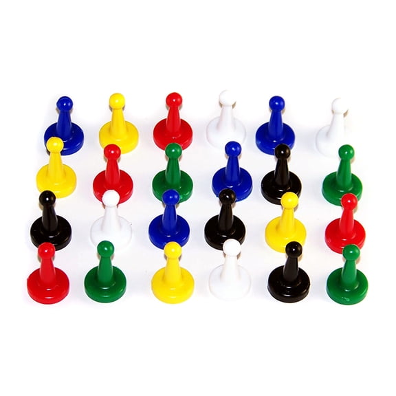 Gaming Pawns, Assorted Colors, 1in Tall, Set of 24, Board Games, Multicolor