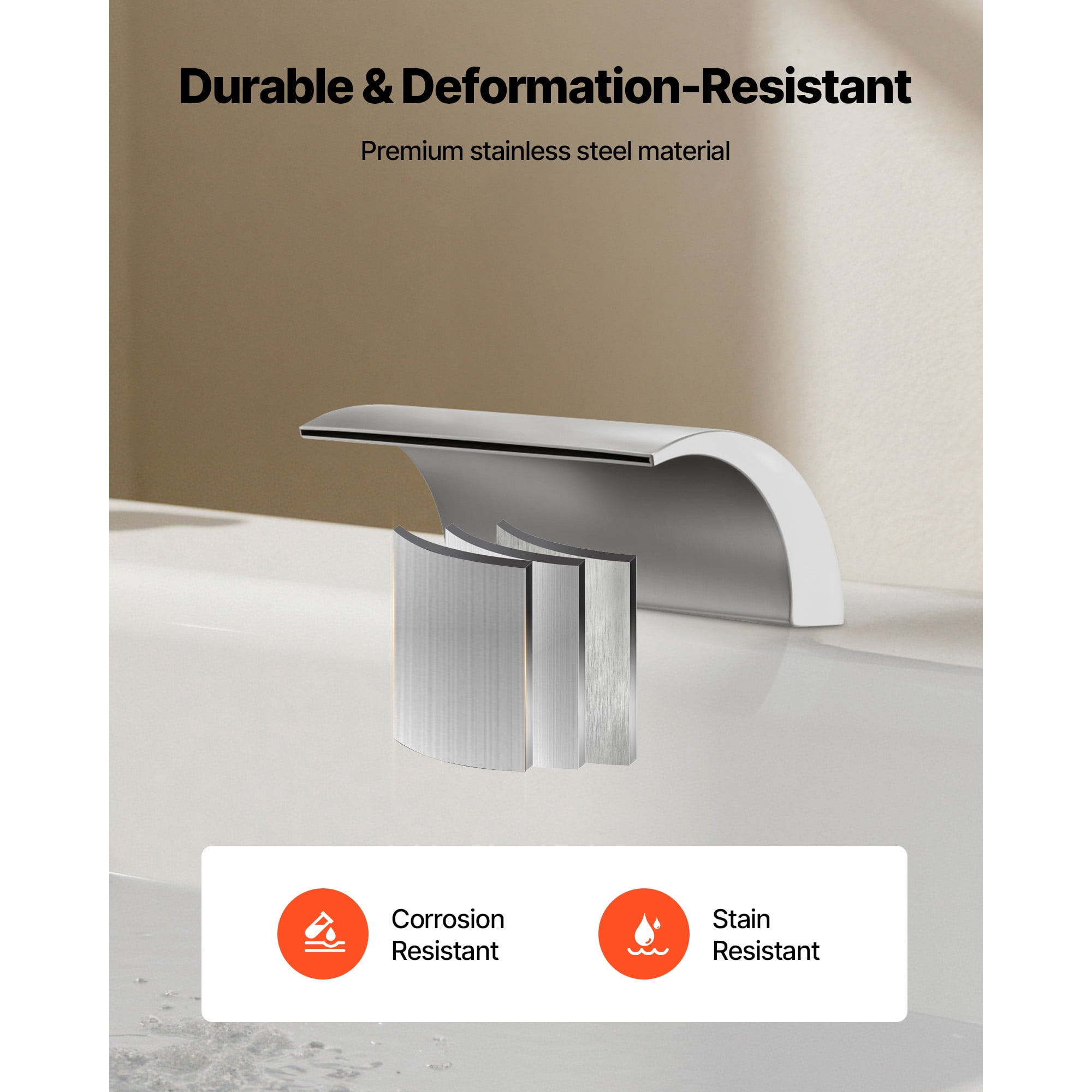 KFFKFF Roman Tub Faucet, 3-Hole Waterfall Bathtub Fixture, Bath Tub Faucet Set with Dual Handles, Deck-Mounted Bath Tub Fixture for Comfortable Bathing, Silver Finish, Cascading Spout Design