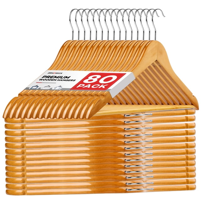 Paquete de 80 perchas de madera ZENOWICK para abrigos, trajes y chaquetas