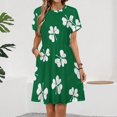 thumbnail image 2 of Clover Leaf Hand Drawn Doodle Short Sleeve Dress Women Summer Evening Dresses Ladies Sundress, 2 of 7