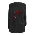 thumbnail image 4 of Lovskoo Fuzzy Fleece Pullover Tops for Women Winter Warm Round Neck Printed Long Sleeve with Pocket Solid Color Warm Top Black, 4 of 5
