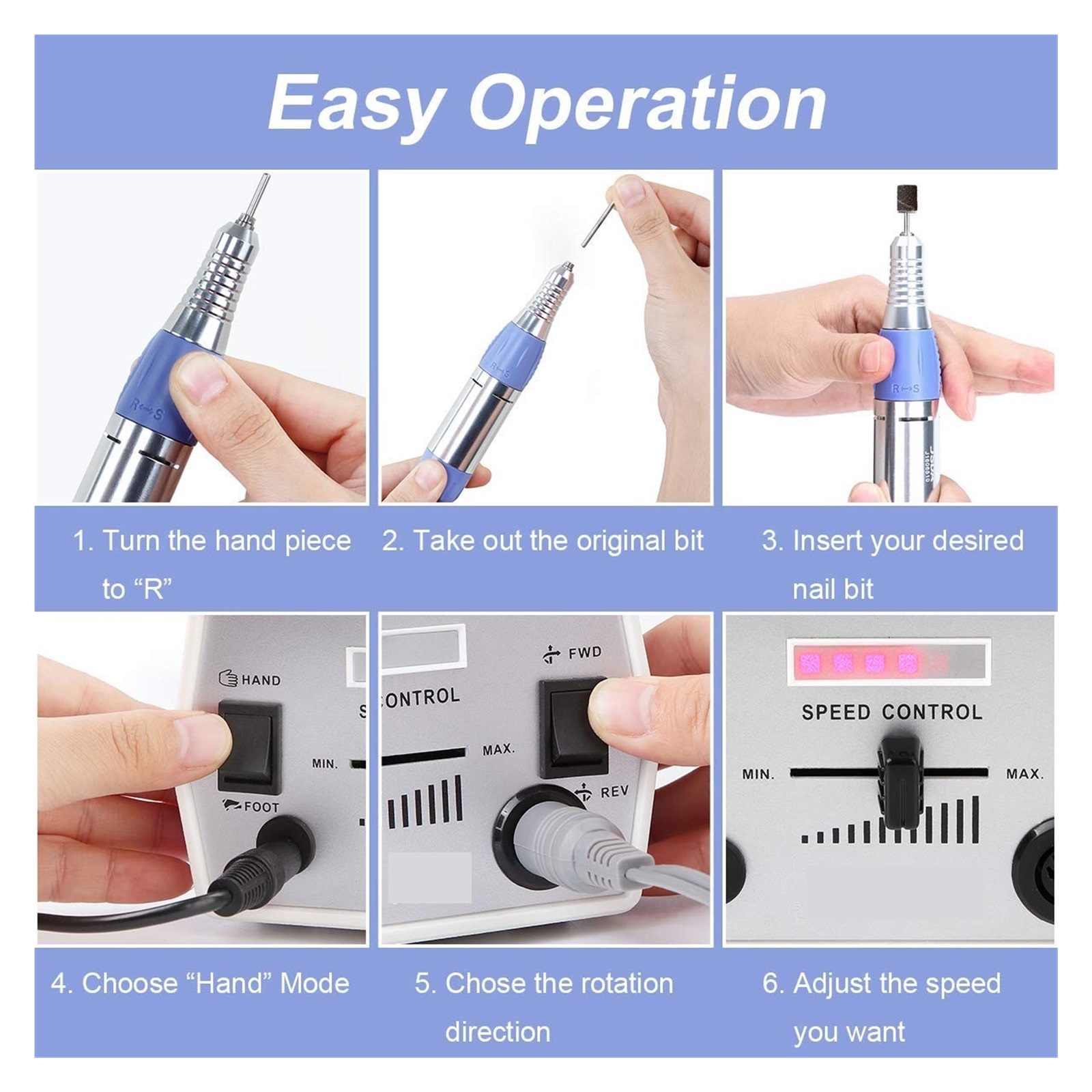Electric Nail Drill Machine, Professional 30000RPM Manicure Drill For Acrylic Nail, Extension Gel Polish ,Low Noise