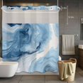 thumbnail image 5 of No Hook Blue Marble Shower Curtain with Snap in Liner Set, Summer Ocean Wave Blue Ombre Waterproof Fabric Bathroom Curtains with See Through Top Window, Hotel Style Modern 66 x 72 Inch, 5 of 9