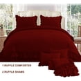 thumbnail image 2 of D.N.G. BEDDINGS 5 Piece Luxury 5 Inch Two Layer Ruffle Comforter Set Premium Super Soft, 800 TC, 100% Egyptian Cotton, Super Soft, Oversized Super King Size Burgundy Color, 2 of 7