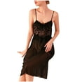 thumbnail image 2 of Camisón largo de malla estilo corte para mujer, camisón largo transparente de encaje con retazos, camisón largo para mujer, 2 of 8