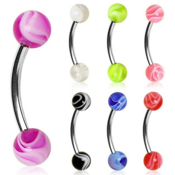 UV Acrylic Marble Eyebrow Ring/Cartlige Tragus/Nipple/Snake Eyes 16G (1.2mm) (Blue)