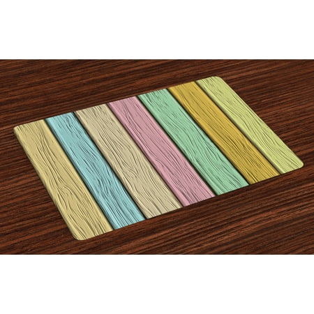 Pastel Placemats Set Of 4 Colorful Old Wooden Planks Timber