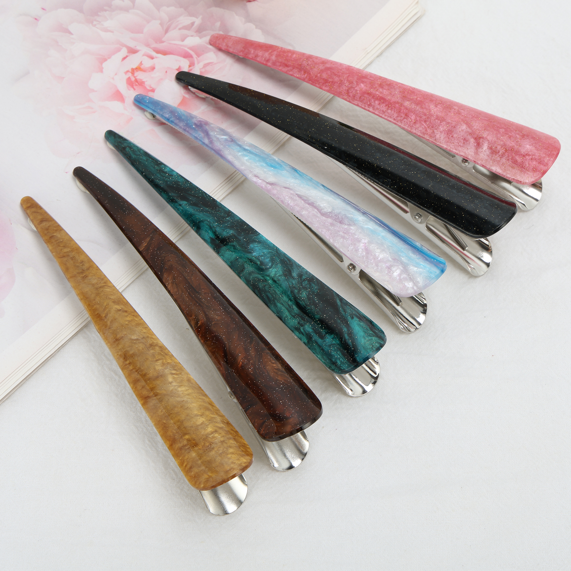 Unique Bargains Stylish Hairdos Everyday Use Fashion Acetic Acid Hair Clip Blue Purple