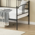 thumbnail image 4 of ChaoLink Twin Metal Daybed with Trundle, Pullout Trundle Bed Frame with Arched Headboard, Guest Sofa Bed with Steel Slat Support, No Box Spring Required, Easy Assemblyblack, 4 of 8