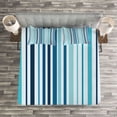 thumbnail image 3 of Ambesonne Nautical Quilted Bedspread Set 3 Pcs, Striped Pastel Toned, Queen Size, Sky and Dark Blue, 3 of 3