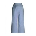 thumbnail image 5 of Hxshgdsn Womens Capri Pants With Pocket Elastic High Waist Wide Leg Crop Pants Summer Loose Fit Blue L, 5 of 9