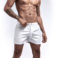 thumbnail image 3 of Mens Swim Trunks with Mesh Lining Side Pockets Solid Beach Shorts Quick Dry Lightweight Drawstring Board Shorts Summer Swimwear White S, 3 of 6