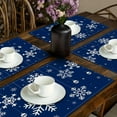 thumbnail image 6 of Vrorvz 4 Pack Placemat Set Christmas Thanksgiving Decorations Festive Design Easy to Clean for Holiday Gatherings Family Dinners or Casual Meals 17.7x11.8in Blue, 6 of 8
