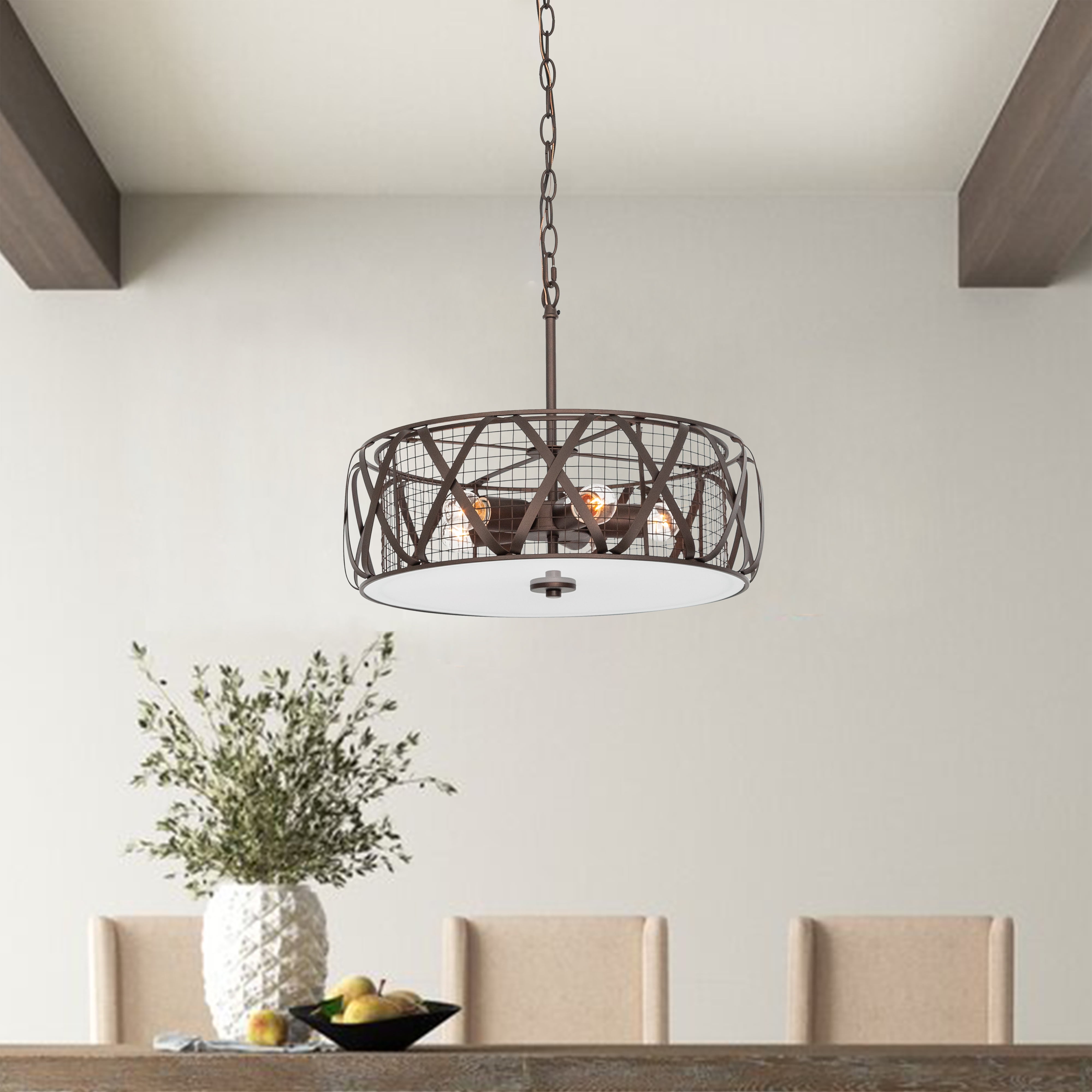 Oil Rubbed Bronze 5-Light Drum Chandelier with Mesh Design