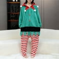 thumbnail image 2 of QATAINLAV Christmas Gifts for Women Flannel Long Sleeve Oneise Pajamas Cute Holiday Overalls with Hood, Blue, XL, 2 of 7