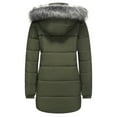thumbnail image 2 of GGleaf Women's Plus Size Winter Thicken Puffer Coat Warm Snow Jacket with Fur Removable Hood Army Green 1X, 2 of 9