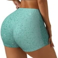 thumbnail image 1 of Balery Teal Turquoise Glitter Pantalones cortos de entrenamiento estampados para mujer, sin costuras, ajustados, para gimnasio, yoga, correr, deportes, ejercicio activo, fitness.-XX-Large, 1 of 8