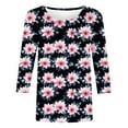 thumbnail image 4 of ZQGJB Floral Shirts for Women Plus Size Womens Cute 3/4 Length Sleeve Crewneck Tunic Blouse Loose Oversized Soft Cotton Graphic Workout Tees Shirt Tops Multicolor#07 M, 4 of 5