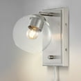 thumbnail image 4 of JONATHAN Y Hugo 6" 1-Light Minimalist Modern Plug-In or Hardwired Adjustable Iron LED Wall Sconce with Rotary Dimmer, Nickel with Clear Globe, 4 of 9
