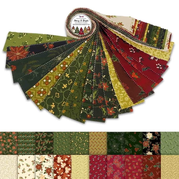 Jelly Roll Fabrics for Quilting 40 Strip 2.5" Cotton Strips Bundles, Perfect Quilting Fabric for Craft Project, Cotton Strips for Home Dcor, Blanket, Precut Quilt Fabirc, Rugs - Mery & Bright