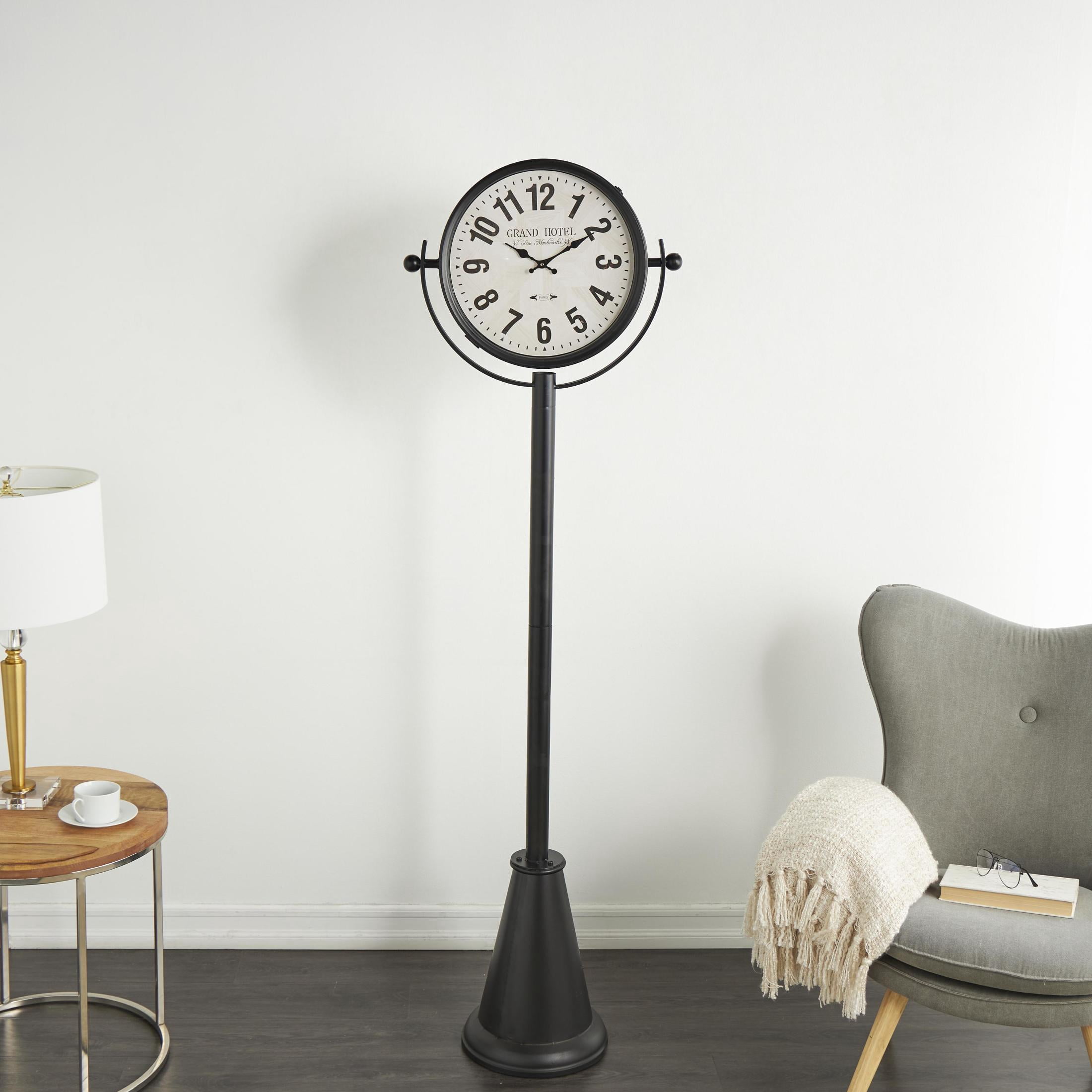 DecMode 72" Black Metal Double Sided Clock with Cone Shaped Base