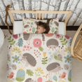 thumbnail image 3 of Hedgehog Pattern with Pioneer Flower Duvet Cover and Pillowcase Set for Single Bedding, Bedroom Accessories for Kids Teens, 3 of 5