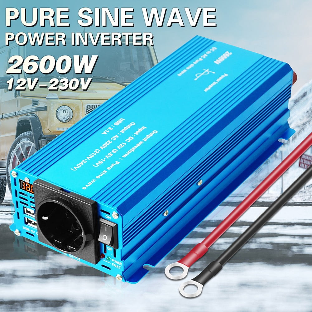 DAMIFU Pure Sine 12-24V 110-220V 50-60Hz 2600W Car Solar Converter Inverter